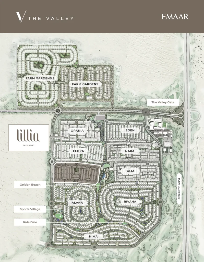 Lillia At The Valley Dubai Master Plan Dubai Offplan Finder