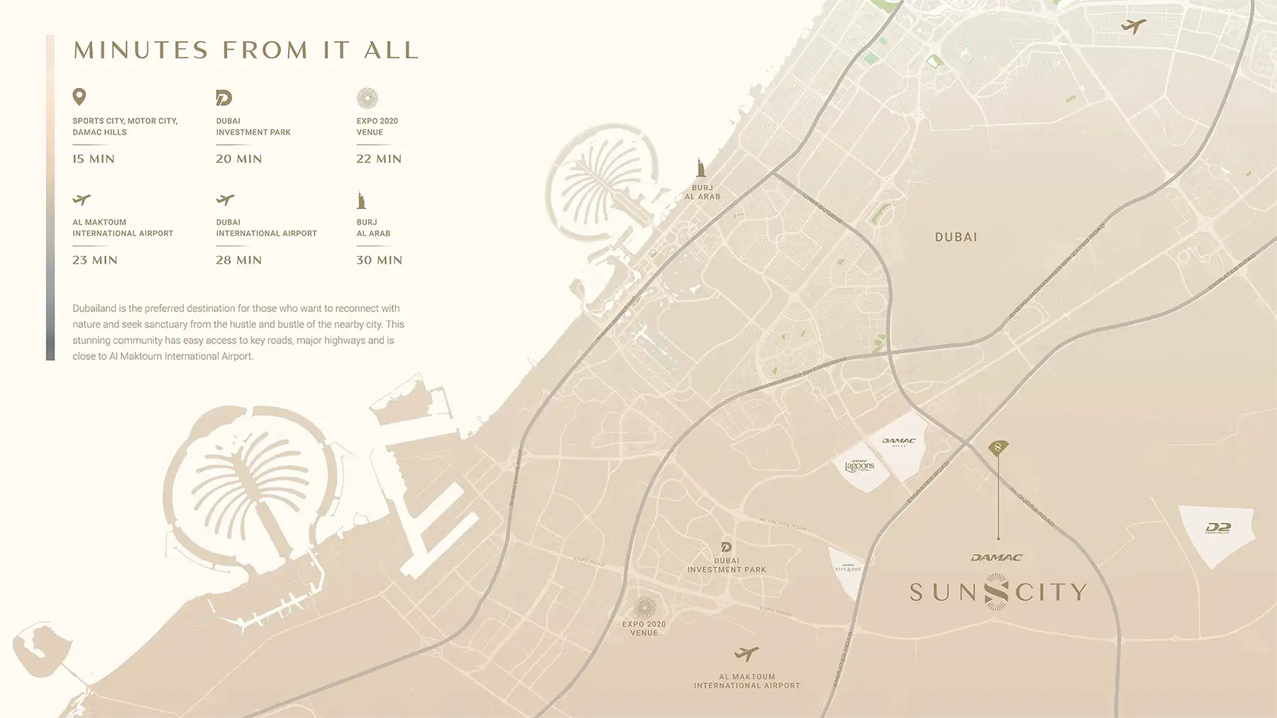 Damac Sun City Location Map