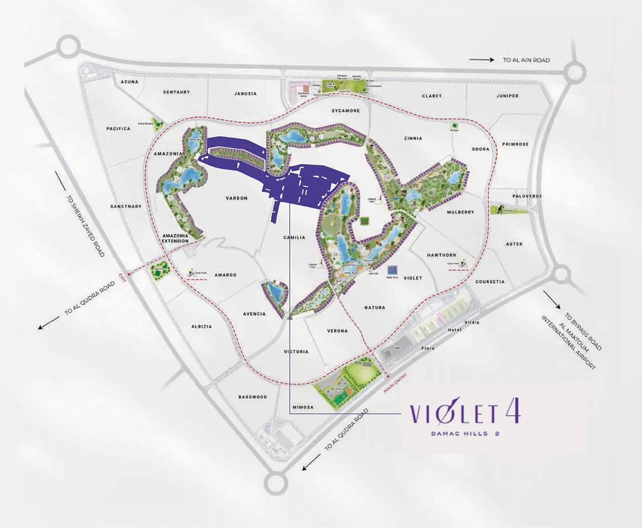 Violet Phase 4 at Damac Hills 2 Location Map